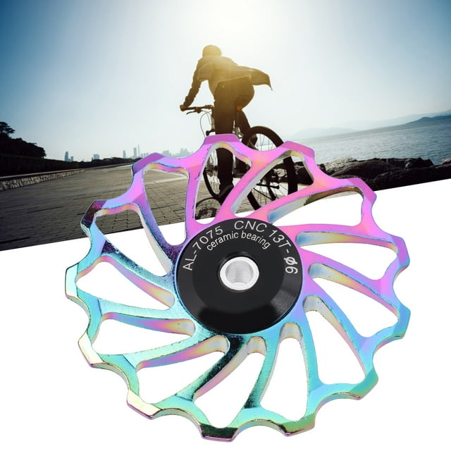 Stable Performance Aluminium Alloy Rear Derailleur Pulley, Bicycle Rear Derailleur Pulley, Cycling Accessory for Bicycle Mountain Bike colorful-11T,colorful-13T