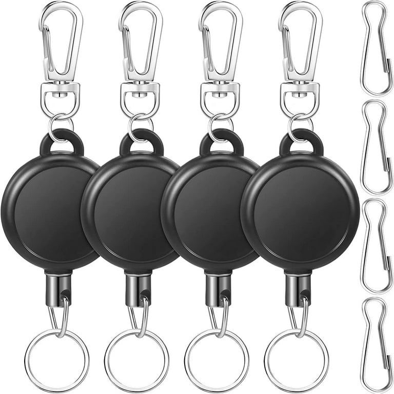 4 Pieces Retractable Badge Reel Heavy Duty Retractable Badge Holders with  Reel Clip and Extendable Key Ring for ID Name Card Key Keychain Holders, 24  Inches Cord 