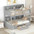 thumbnail image 2 of Twin Size Bunk Bed with Built-in Shelves Beside both Upper and Down Bed and Storage Drawer,Gray, 2 of 6