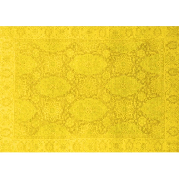 Ahgly Company Indoor Rectangle Oriental Yellow Traditional Area Rugs, 5' x 8'