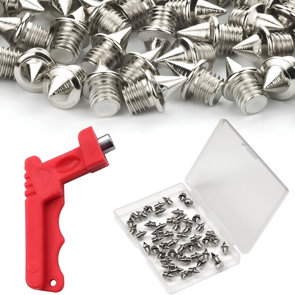 BESTSKY 50Pcs 3/16 Inch Track and Field Needle Spikes Shoes Spike Replacements Hard Steel Pyramid Track Spikes for Sprint Sports Short Running Cross Country, Include Spike Wrench