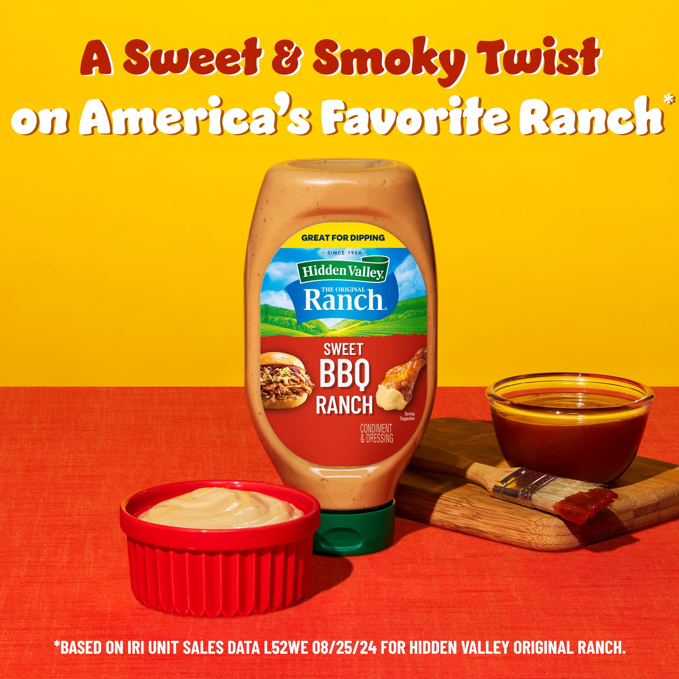 (2 pack) Hidden Valley Sweet BBQ Ranch Dip Sauce Condiment & Dressing, 20 fl oz Squeeze Bottle