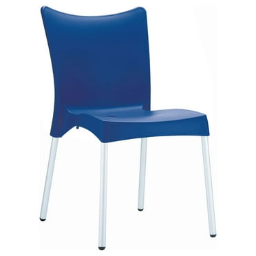 Luxury Commercial Living 33.25" Blue and White Stackable Outdoor Patio Dining Chair