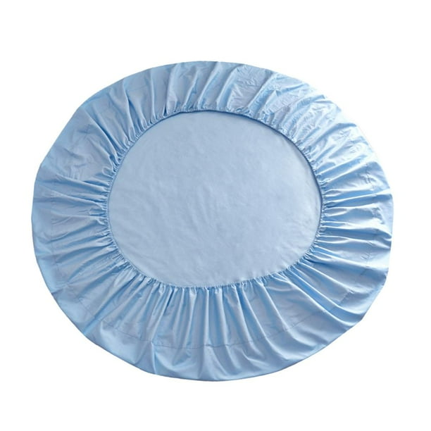 Sábana bajera elástica redonda de 200 cm de diámetro para cama, funda de colchón ajustable en 16 colores Azul cielo