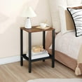 thumbnail image 2 of End Table, Small Side Table with 2-Tier Storage Shelves, Nightstand with Faux Rattan Decoration, for Living Room, Bedroom, Rustic Brown and Black, 2 of 9