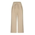 thumbnail image 3 of Besolor Women's Cropped Wide Leg Pants with Pockets Lightweight High Waisted Casual Loose Flowy Palazzo Lounge Trousers, 3 of 5