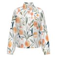 thumbnail image 5 of Jackets for Women Winter Coat Jackets Flannel Stand Collar Jacket(Watercolor Oranges Leafy Pattern Background,Size:S-4XL), 5 of 7
