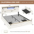 thumbnail image 6 of Aunfebrco California King Size Farmhouse Bed Frame with Bookcase Headboard & 2 Drawers Cal King Upholstered Platform Bed with LED Lights & Charging Station & Sliding Barn Door, White, 6 of 8