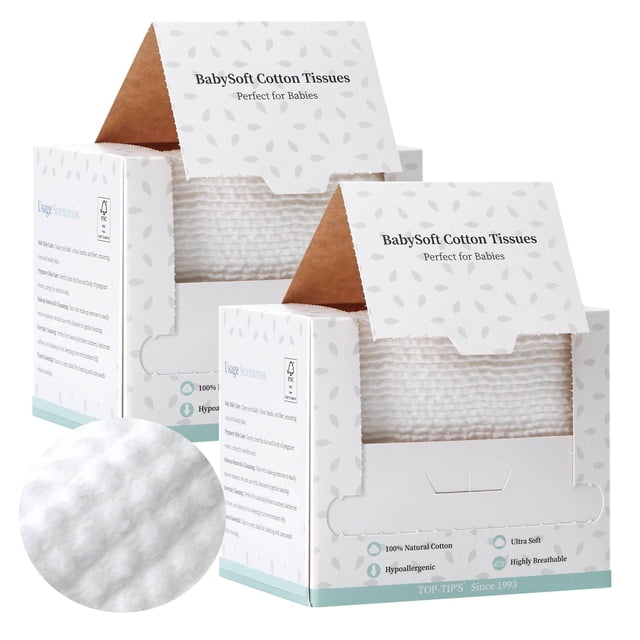 Toalla facial desechable TOP-TIP'S, 100% algodón puro, paquete de 2