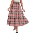 thumbnail image 5 of Ladies' plaid printed casual elastic waist drawstring skirt Watermelon Red M, 5 of 5