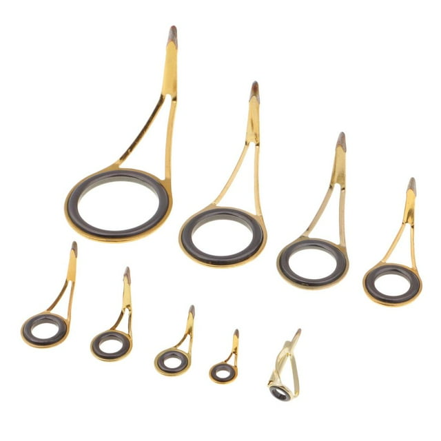Almencla 9pcs Fishing Rod Guide Top Rod Repair for Rod Building Stainless Steel