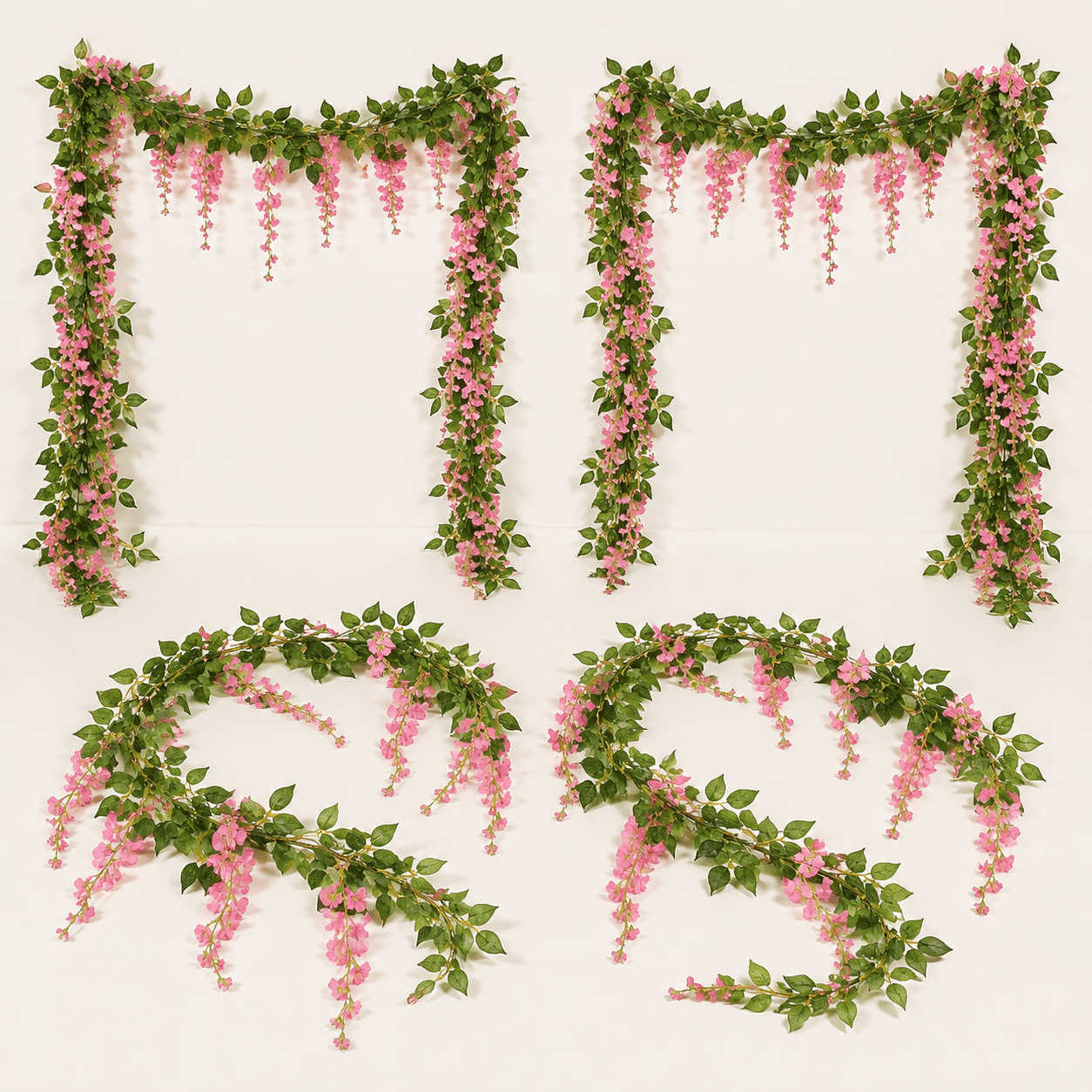 Artificial Flowers Silk Wisteria Garland Artificial Wisteria Vine Rattan Silk Hanging Flower for Home Garden Outdoor Ceremony Wedding Arch Floral Decor