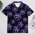 thumbnail image 3 of Colorful DJ Raccoon with Headphones And Sunglasses Men's Polo Shirts Classic Button Lightweight Collared Golf Shirts Quick Dry Basic Short Sleeve Tshirt Tees Stylish Tops S, 3 of 7