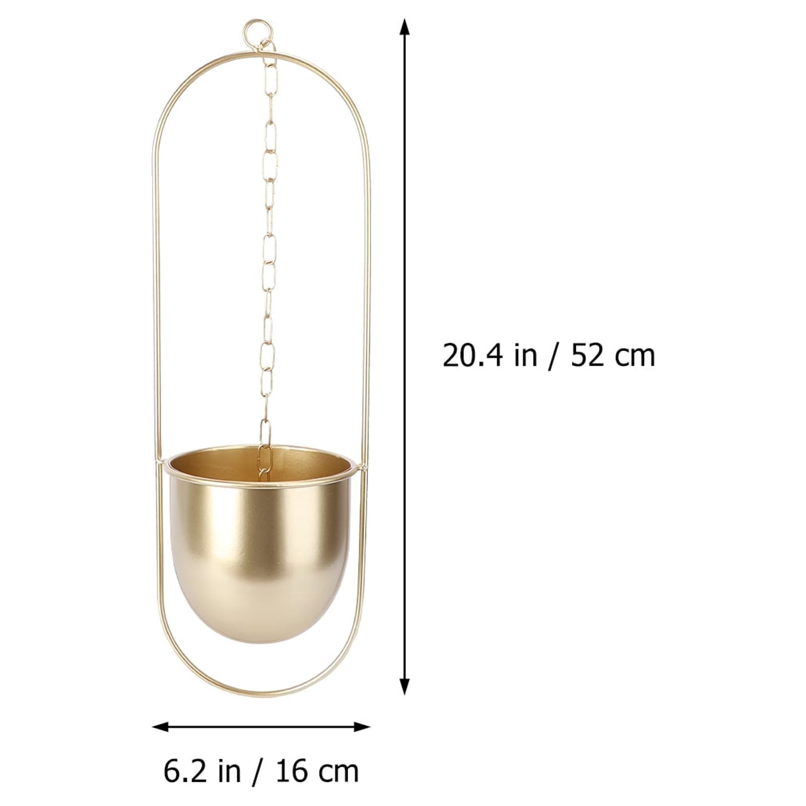 PAMINGONO Vintage Style Golden Iron Hanging Flower Pot Basket for Plants, Decorative Outdoor Indoor Hanging Planter, 1 Piece