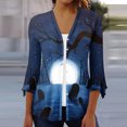 thumbnail image 1 of ICHUANYI Clearance Women's Floral Print Puff Sleeve Cardigan Loose Cover Up Blouse Tops 3/4 Sleeve Ruffle Open Front Button Cardigan ICHUANYI "ICHUANYI", 1 of 5