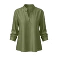 thumbnail image 4 of ZGRBOU Summer Cotton Linen Shirts for Women Trendy V Neck Long Sleeve Tops Business Casual Loose Comfy Blouses, 4 of 4