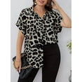 thumbnail image 6 of Cuteduck Womens Plus Size Blouses Leopard Print Button Down Loose Fit Casual Short Sleeve Top 1X-5X, 6 of 7