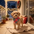 thumbnail image 2 of Christmas Pet Bandana, 23.6in Plaid Snowflake Triangle Scarf for Dogs & Cats, Holiday Party Outfit, Green Red, 2 of 6