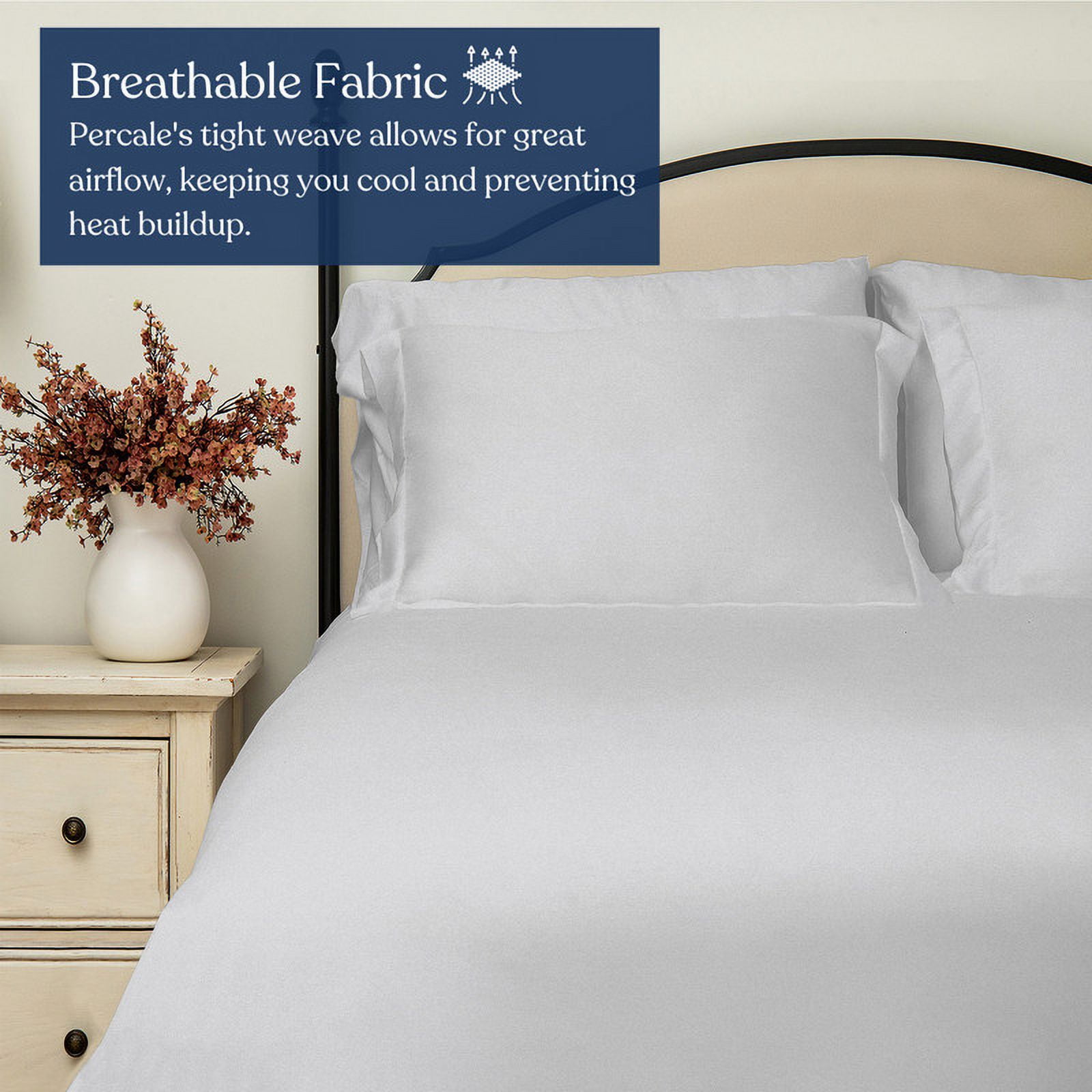 Delara Organic Cotton Percale Full Fitted Sheet, 400 TC GOTS Certified, Soft Moisture-Wicking Breathable, Light Grey 54"x75" 17" Deep
