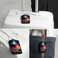 thumbnail image 6 of Square PU Leather Luggage Tags, 2 Pack, with Privacy Cover and Stainless Steel Ring - Suitable for Travel, Backpack, Handbag - Bag Tags, Handbag Tags Galaxy, 6 of 7