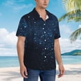 thumbnail image 5 of Daiia Blue Glitter Retro Hawaiian Shirt for Men Gentle Cotton Regular Short Sleeve Casual-Small, 5 of 9