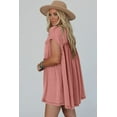 thumbnail image 5 of Women's Dusty Pink Corded Knit Frilled Swing Mini Dress with Pockets | [ZhiHiMeRi] | (US 12-14)L, 5 of 12