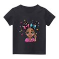 thumbnail image 7 of Fesfesfes Soft Cotton Kids'Playful Print Round Neck Tee Breathable Half Sleeve Back to School Cute Pattern Casual T-Shirt for Boys and Girls 3-15Years(Black,4 Years), 7 of 7