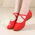 thumbnail image 6 of Red Women'S Latin Practice Footwear With Canvas And Full Coverage Mid Heel For Comfort, 6 of 9