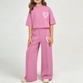 thumbnail image 5 of FSYBOA Girls Casual Outfit Sets, 2 Piece Fashion Vacation Summer Kids Clothing Set Pink Size 14-16T, 5 of 5