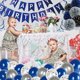 thumbnail image 2 of Conjunto de decoraciones de fiesta de cumpleaños azul y plata Afortunado Sencillez, 2 of 4