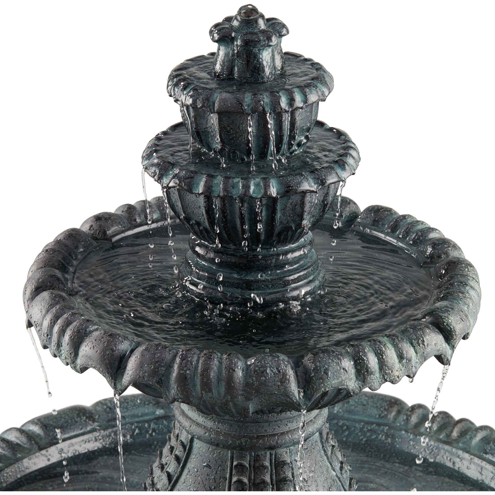 Hampton 56 3/4" High Large Italian Outdoor Decor Slate Stone Floor Fountain with Light LED 4-Tier Outside