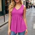 thumbnail image 3 of Tank Tops for Women Summer Flowy Peplum Top Sleeveless V Neck Textured Dressy Casual Tank Top, 3 of 7