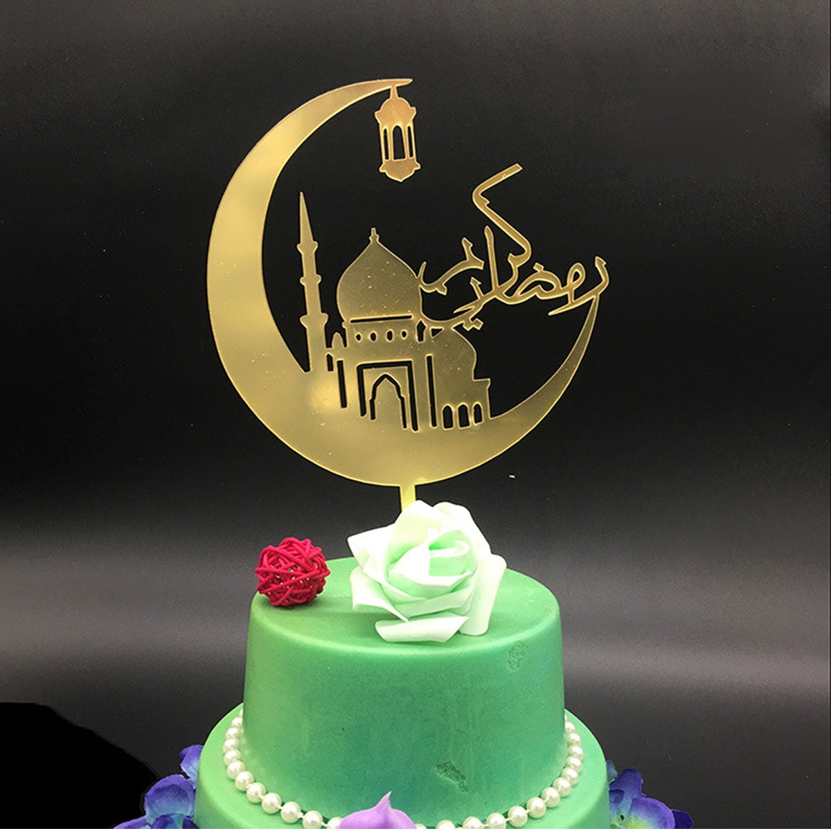 Eid Mubarak Ramadan Islamic Castle Cake Topper Glitter Cake Topper Cake Decor