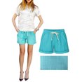 thumbnail image 1 of Innerwin Hot Pants Drawstring Ladies Shorts Daily Wear 2 Pockets Loose Fit Bottoms Lake Green 2XL, 1 of 2