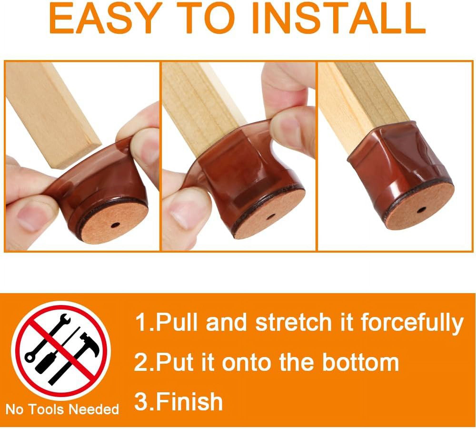 24 Pcs Chair Leg Floor Protectors for Hardwood Floors Silicone Covers to Protect Wood Tile Floors Felt Bottom Furniture Leg Caps Non Slip Reduce Noise (Fit:0.9"-1.29")