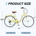 26 Inch Women's Bike, Adult Cruiser Bicycle Shimano 7 Speed Steel Frame