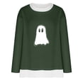 thumbnail image 3 of Women's Fashion Sweatshirt Halloween Print Tops Casual Round Neck Drop Shoulder Long Sleeve Pullover Oversized Fake Two-Piece Shirt 2025 Fall Clothes, 3 of 6