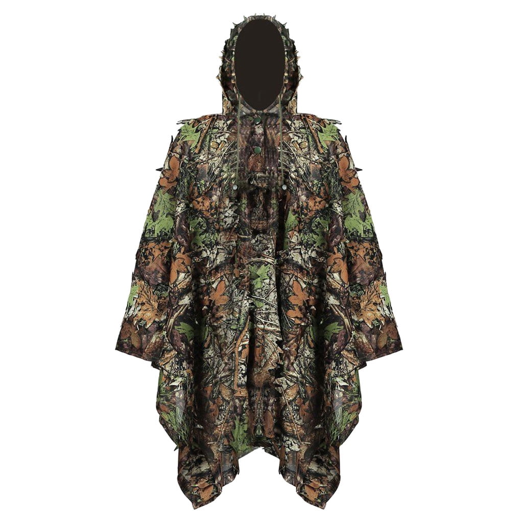 Details about   Adult Men 3D Hunting Camouflag Ghillie With Cap Suit Clothes Jungle Cloak Poncho 