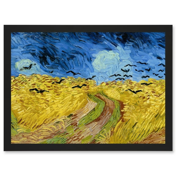 Van Gogh Wheatfield With Crows Painting Artwork Framed Wall Art Print A4