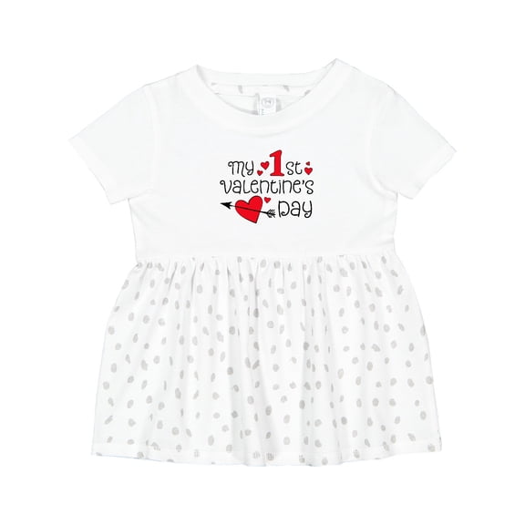 Inktastic My First Valentines Day Red Hearts and Arrow Girls Baby Dress