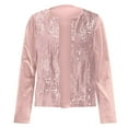 thumbnail image 4 of Women Red Sequin Jacket Women Long Sleeve Sparkle Cardigan Dance Outfits for Women, 4 of 6