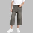 thumbnail image 7 of Kids Unisex Elastic Waist Cropped Denim Pants Boys Girls Casual Loose Fit Capri Jeans for School 5-15Y, 7 of 7