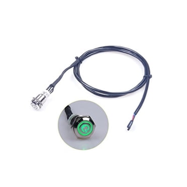 KNACRO 16mm Chassis Switch With Blue LED Ring & Switch Symbol - 1M Cable, Latching, For DIY PC Restart Button & Projects