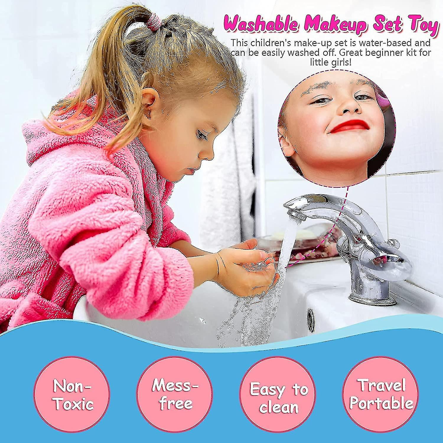 Ensemble de Maquillage pour Enfants Filles, Kit de Cosmétiques