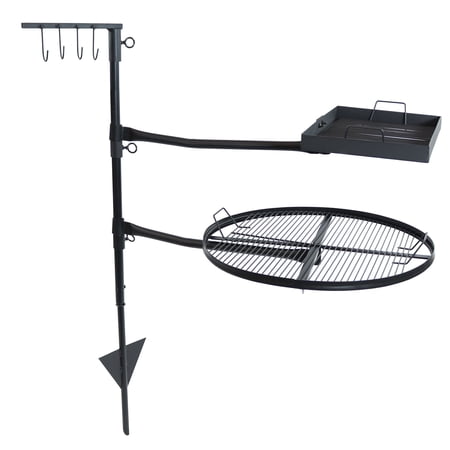 Sunnydaze 16 x 10.5 and 22 x 22 Steel Rectangle and Round Dual Fire Pit Cooking Grills