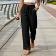 thumbnail image 5 of Wide Leg Pants for Women Ihhxva High Waisted Elastic Waist Cooling Solid Color Adjustable with Pockets Summer Lounge Work Casual Trousers S-3XL, 5 of 8