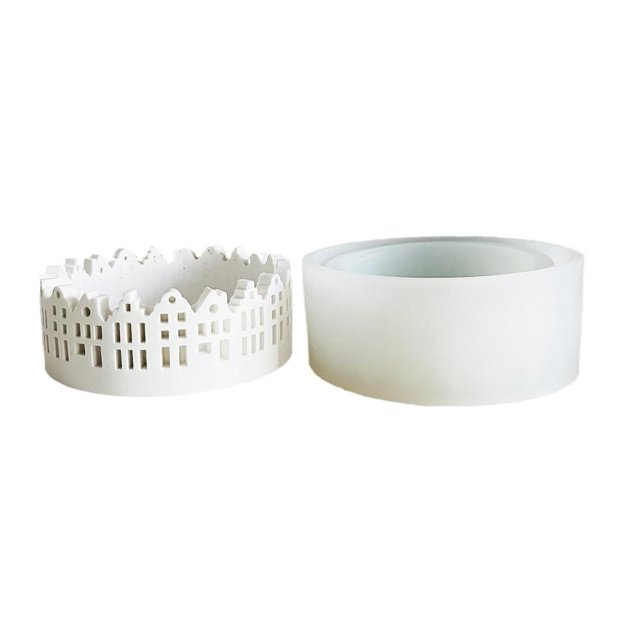 Molde de Silicona LUVCLS para Candelabro con Forma de Casa Hueca Redonda