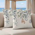 thumbnail image 5 of 24x24 Pillow Covers Set of 2, Blue Eucalyptus Coastal Square Throw Pillow Covers for Couch/Sofa/Living Room, Starfish Shell Summer Decorative Soft Pillowcases for Couch Throw Pillows, 5 of 9