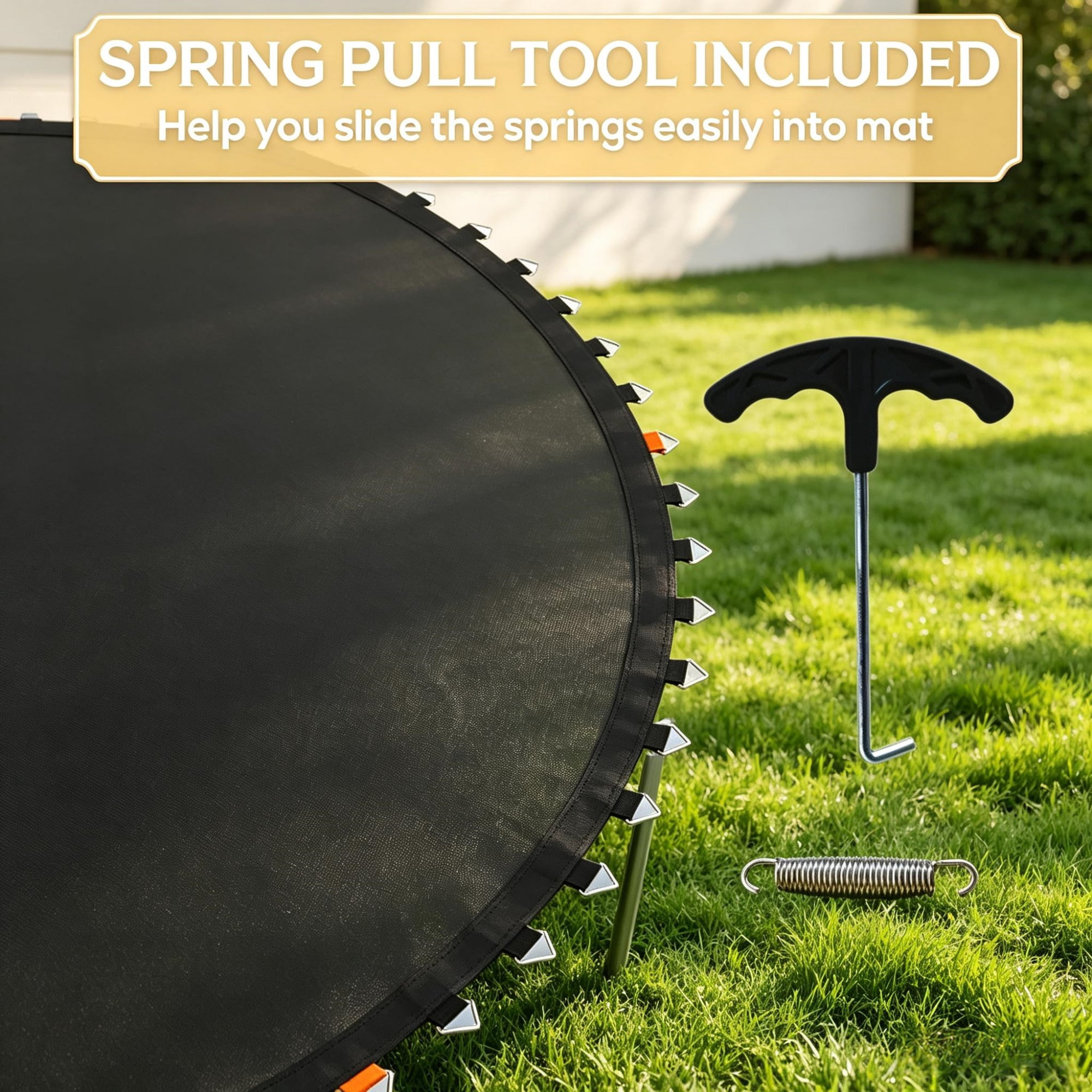 12' Trampoline Replacement Mat, 72 V-Hooks, Fits 5.5" Springs, for Backyard Old Trampoline Surface Upgrade, Black (Spring & Frame Not Included)