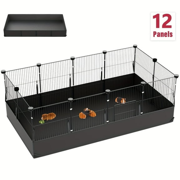 Small 12-Panel Metal Playpen for Pets with Waterproof Liner